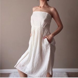 Anthropology HD In Paris Ivory Eyelet Strapless DRESS 00 NWT